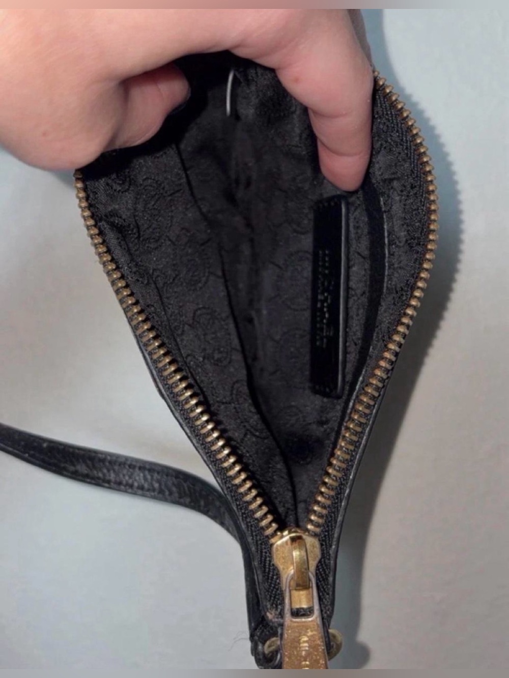 Michael Kors Tan and Black MK Logo 7” Wristlet with Black Sequin Stripe - Picture 6 of 6